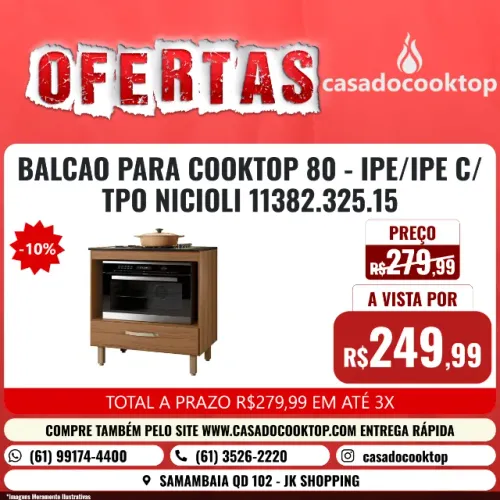 BALCAO PARA COOKTOP 80 - IPE/IPE C/ TPO NICIOLI 11382.325.15