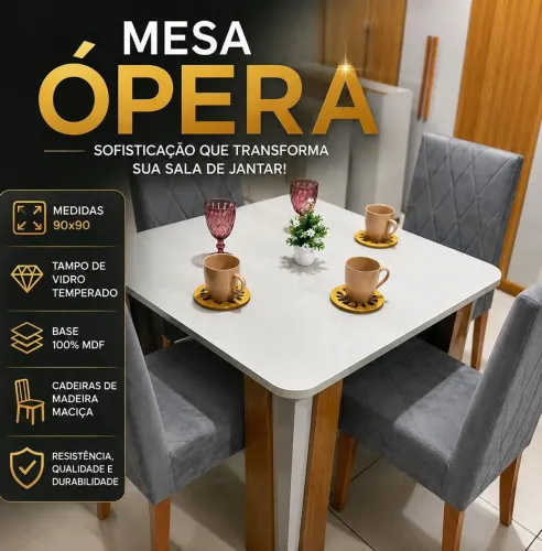 Mesa de jantar de 4 lugares /// entregamos
