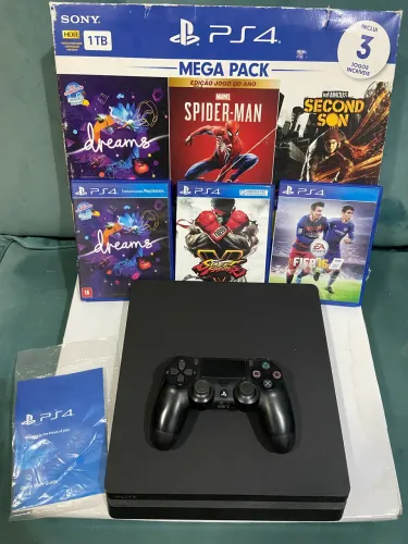 Ps4 1Tb Slim + 03 jogos + 1 Controle original