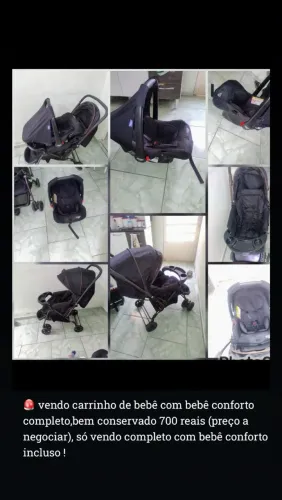 Carrinho de bebê com bebê conforto incluso