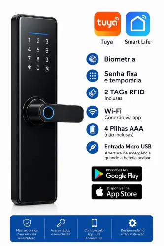 Fechadura Inteligente de Embutir Tuya - Tecnologia, Segurança e Praticidade!