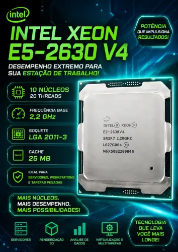 Processador Intel Xeon E5 2630 V4 2,2 GHz 10 Cores & 20 Threads LGA 2011-3