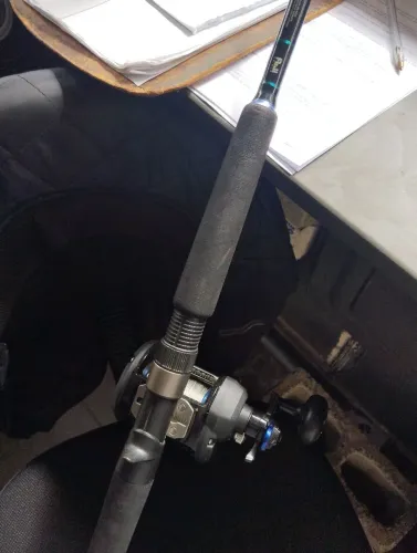 Carretilha e vara de pescar