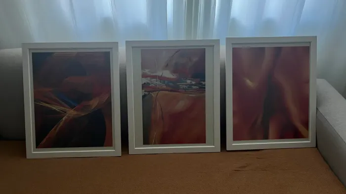 Conjunto de três quadros decorativos
