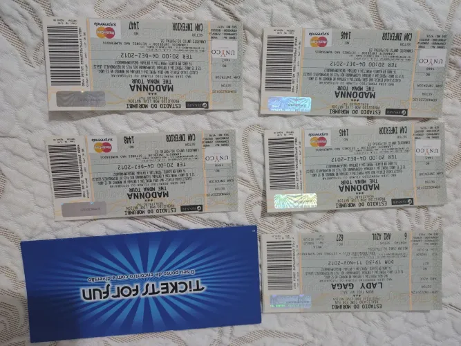 Ingressos relíquia show 2012 Madonna e Lady Gaga