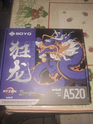 Placa-mãe A520M Soyo Nova ainda na Caixa.
