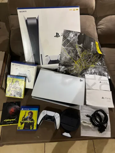 PS5 COM LEITOR + CYBERPUNK + FORTNITE + COD + FALL GUYS + JOGOS