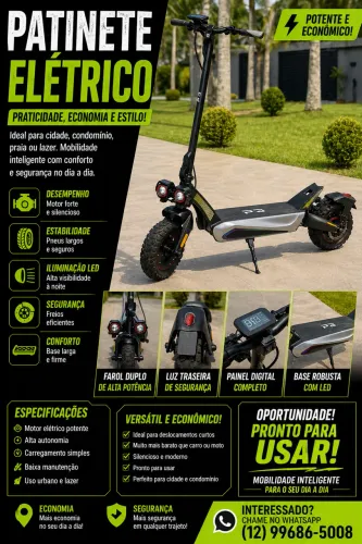 Patinete Elétrico NOVO - Potente, Top de Linha, Pronto pra Uso