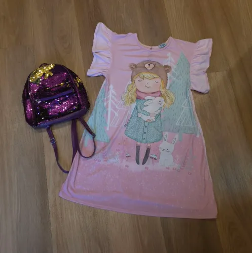 VESTIDO KUKIÊ E BOLSA COM LANTEJOULA PAETÊ