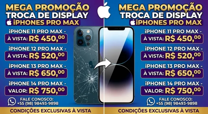 Display dos IPhones Pro Max