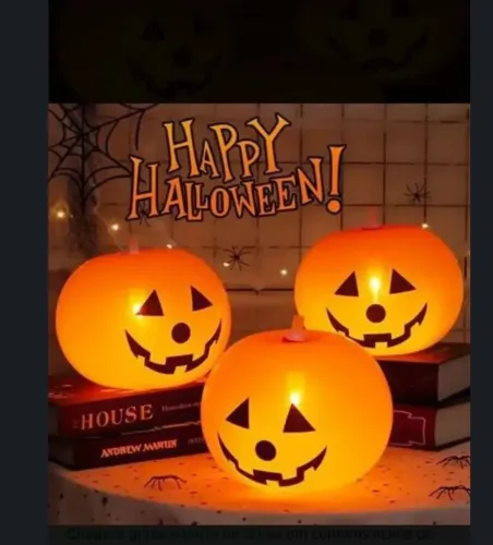 Kit com 20 balões de abóbora com led para halloween