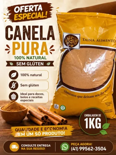  Canela em Pó Pura 1kg (SEM GLÚTEN)