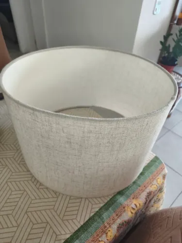Cúpula em Tecido Cilíndrica Abajur 40x25 Bege