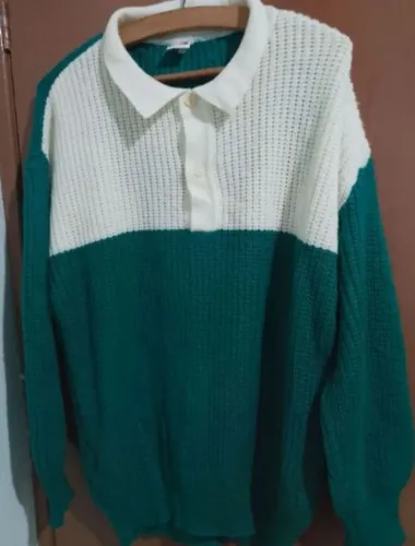 Suéter de tricô vintage waffle c&a anos 80