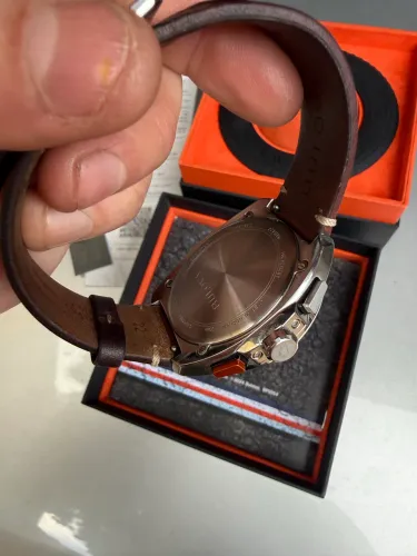 Relógio Bulova Racer 98b427 Couro Marrom Novo completo com nota