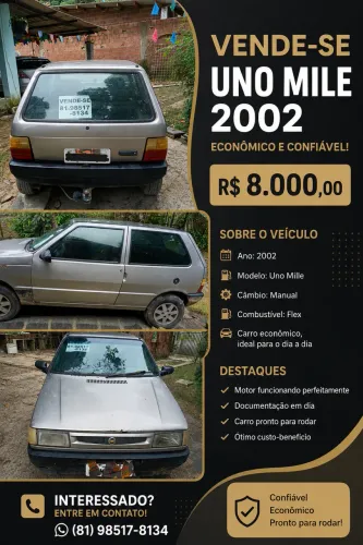 Fiat Uno Mille 1.0 Fire/ F.flex/ Economy 4P 2002