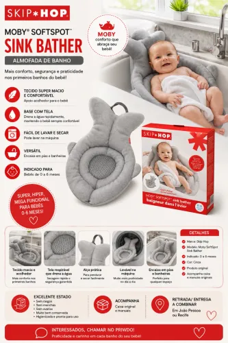 Skip Hop Moby SoftSpot - Almofada para Banho de Bebê | 0 a 6 meses