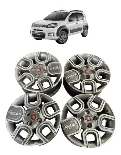 Jogo De Roda Aro 14 Fiat Uno 2014 (uma Roda Empenada) Prateado