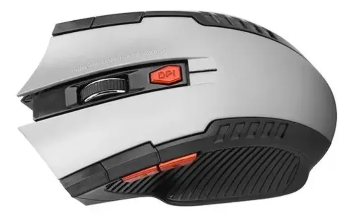 Mouse sem fio Wireless prata com preto Novo