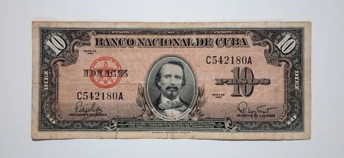 Cédula do banco Nacional de Cuba 10 Pesos