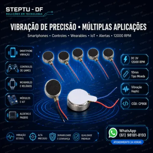Motor vibração dc 3v 12000rpm moeda plana  Arduino Automação COD-CP908 