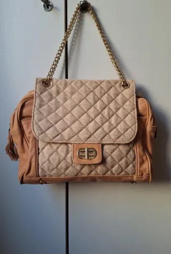 Bolsa de ombro caramelo média de couro legítimo Bobstore
