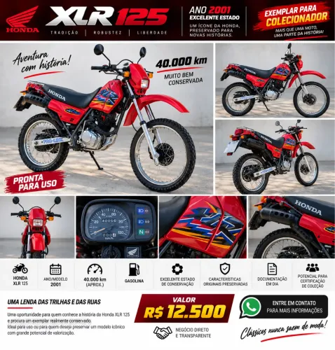 Honda XLR 125 2001 | 40.000 km | Muito Conservada | Colecionador