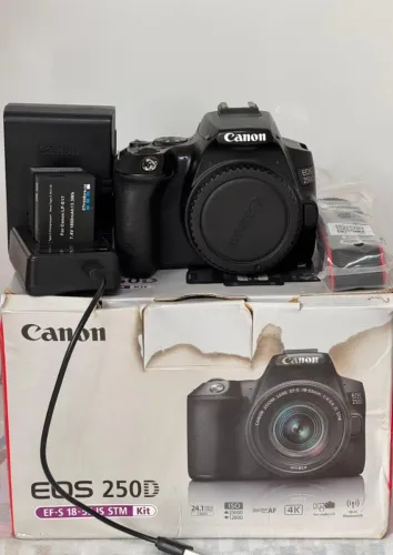 Câmera cânon sl3, 2 baterias, 2 carregadores,caixa e alça