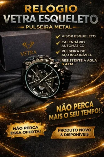 Relógio Vetra Esqueleto: A Engenharia do Tempo no Seu Pulso