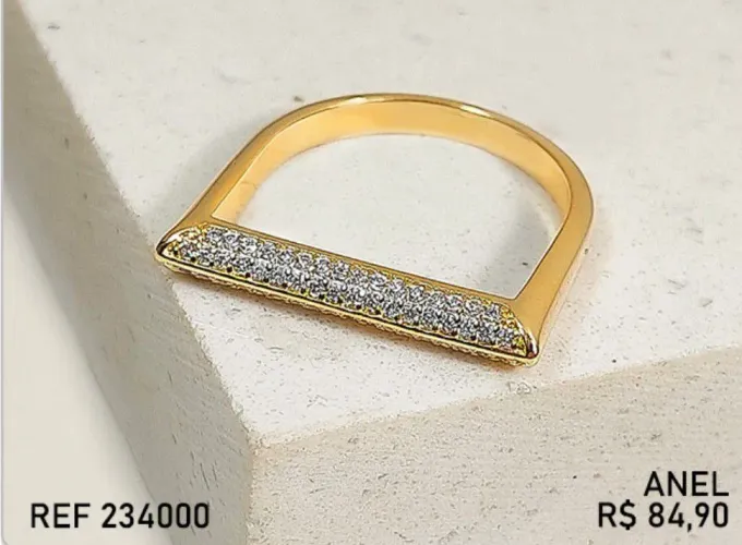Anel Feminino Folheado Ouro Cravejado