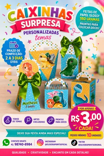 Caixinhas Surpresas personalizadas. Aniversário, batizado e outros.
