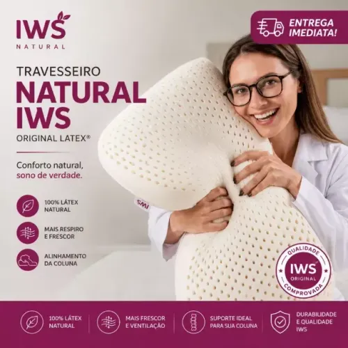 Travesseiro IWS Original em Látex Natural Ortopédico