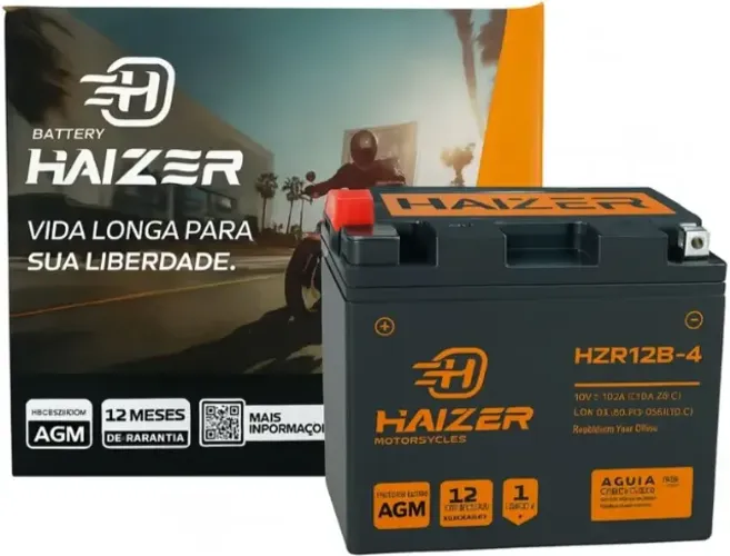 Bateria moto 10Ah 165A Haizer HZR12B-4 nova