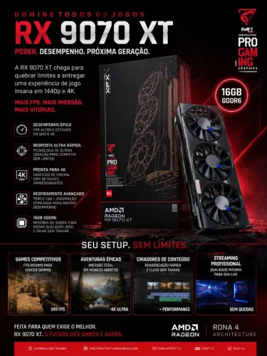 Placa de video Rx 9070 XT 16GB GDDR6 XFX Nova na caixa (Castanhal)