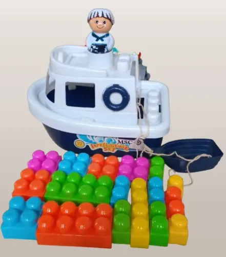 Barco com blocos de montar brinquedo desapego para bebês