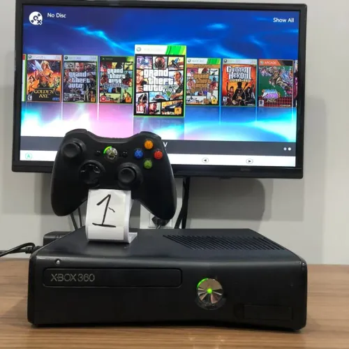 Xbox 360 Slim 250GB | Desbloqueio RGH / AURORA+ 47 Jogos. E emuladores