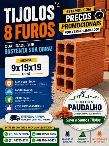 Tijolos cerâmicos para sua obra