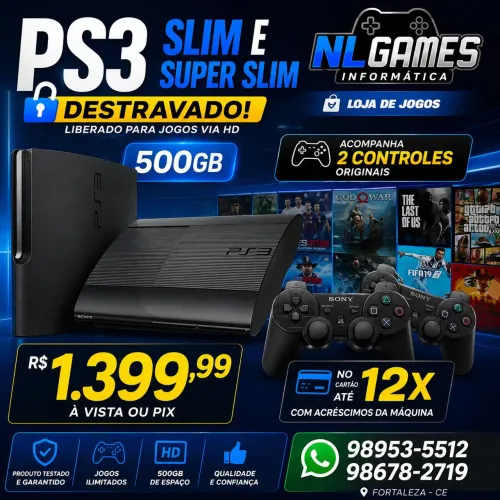 Ps3 destravado 500GB