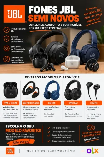 Fones semi novos JBL originais a partir de 50,00