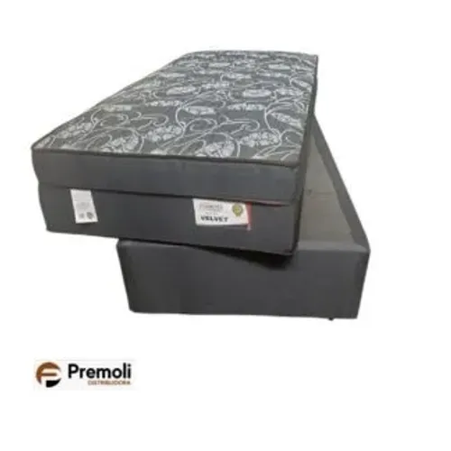 Conjunto Velvet Solteiro Molas Ensacadas Cor Cinza 88X188X74 Plumatex