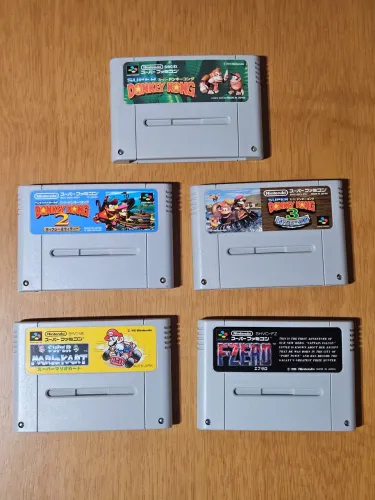 LOTE JOGOS SUPER NINTENDO DONKEY KONG F ZERO E MARIO KART ORIGINAIS