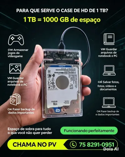 Case de HD de 1 TB