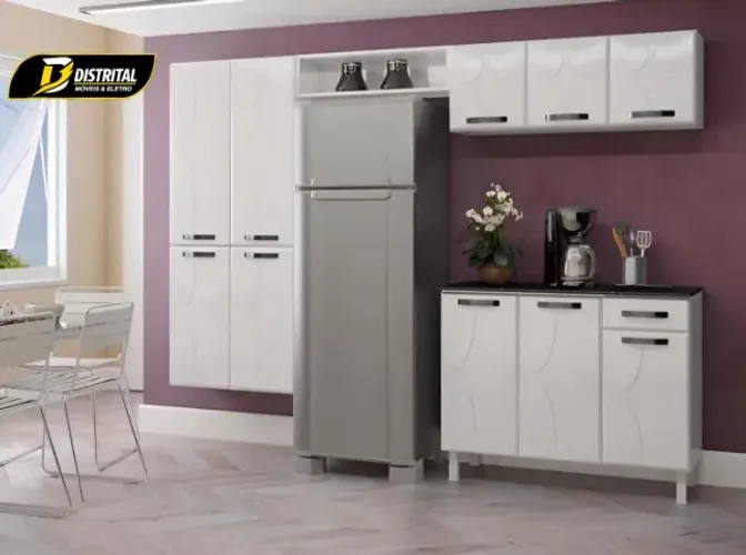 Cozinha Compacta de Aço Rubi Smart Branco 10 porta 1 gaveta Promoção