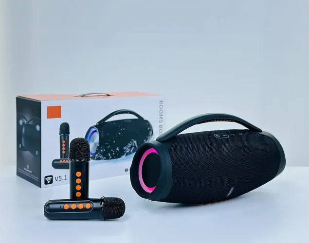 BOOMBOX 3 COM 2 MICROFONE KARAOKÊ MODELO NOVO 2027