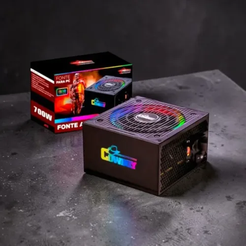 Fonte ATX 700W Knup CB-201 RGB com Iluminação 25 Modos Cor Preto