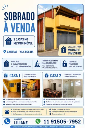 Casa a Venda Vila Rosina - Casa grande podendo ser uma casa só ou casas para renda