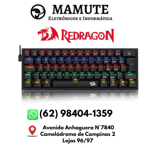 Teclado Redragon Fizz Rainbow Mecânico RGB Compacto 60%