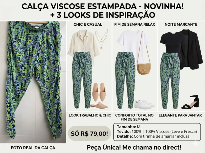 Calça Viscose Jogger Estampada - Chic & Fluidez 