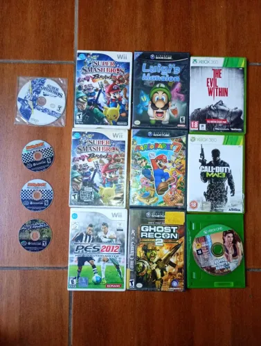 Lote de jogos Wii, Gamecube, Xbox360, com defeito
