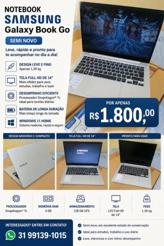 ? Notebook Samsung Galaxy Book Go - Semi Novo